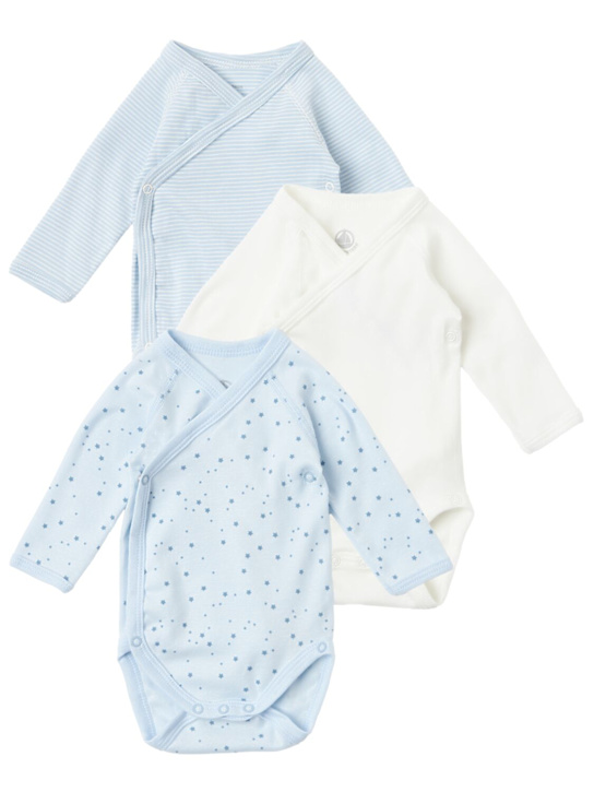 Petit Bateau - Set of 3 printed cotton bodysuits