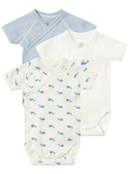 Petit Bateau - Set of 3 printed cotton bodysuits
