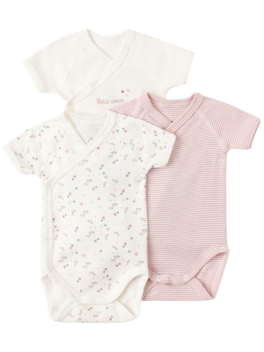 Petit Bateau - Set of 3 printed cotton bodysuits