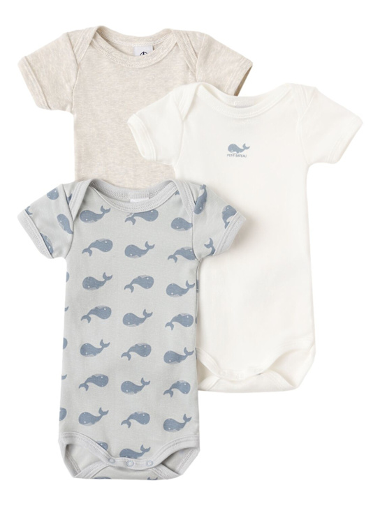 Petit Bateau - Set of 3 printed cotton bodysuits