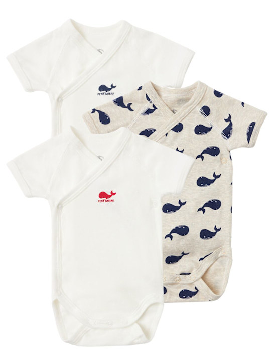 Petit Bateau - Set of 3 printed cotton bodysuits