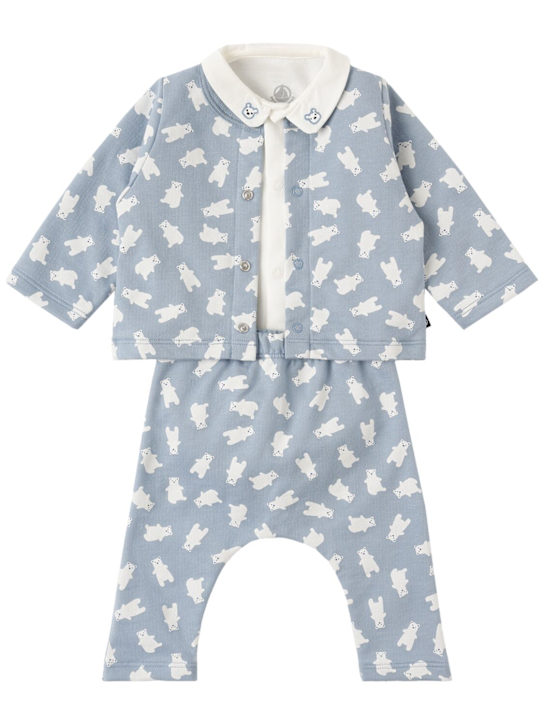Petit Bateau - Cotton cardigan, bodysuit & pants