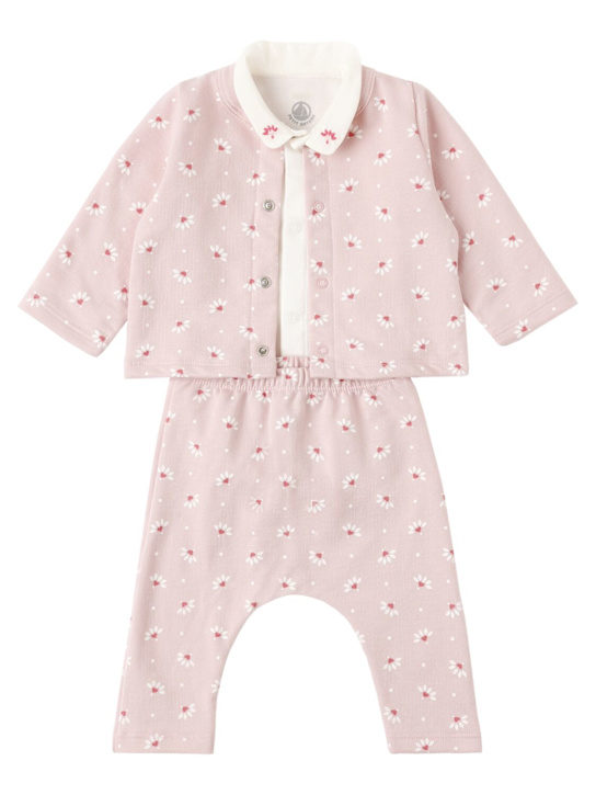 Petit Bateau - Cotton cardigan, bodysuit & pants