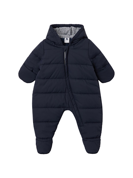 Petit Bateau: Hooded nylon puffer romper