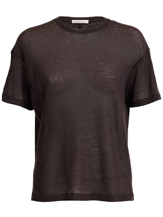 The Row - Top manches courtes en cachemire tricoté Lila