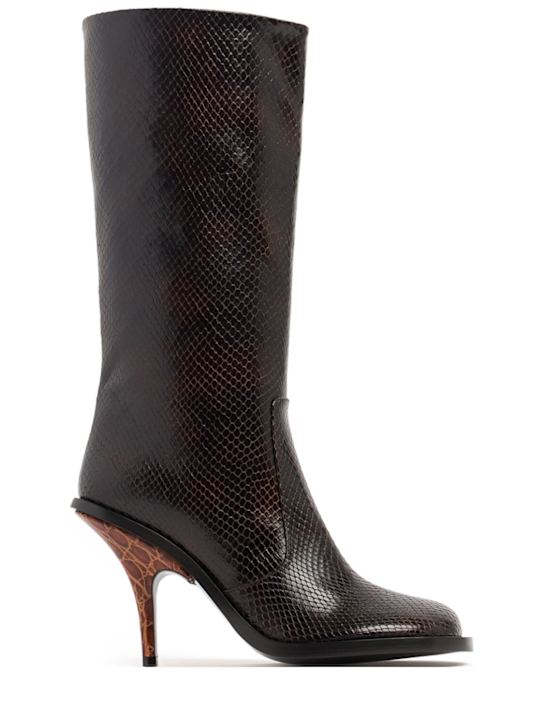 Dries Van Noten: High boots with python effect decorations 105mm