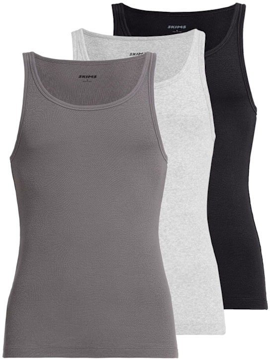 SKIMS: Set of 3 Ribbed Cotton Blend Tank Tops