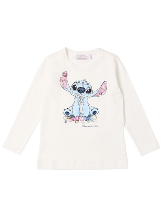 Monnalisa - T-shirt in jersey di misto cotone stampa Stitch