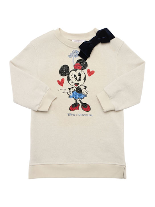 Monnalisa: Vestito in felpa di misto cotone con stampa Minnie