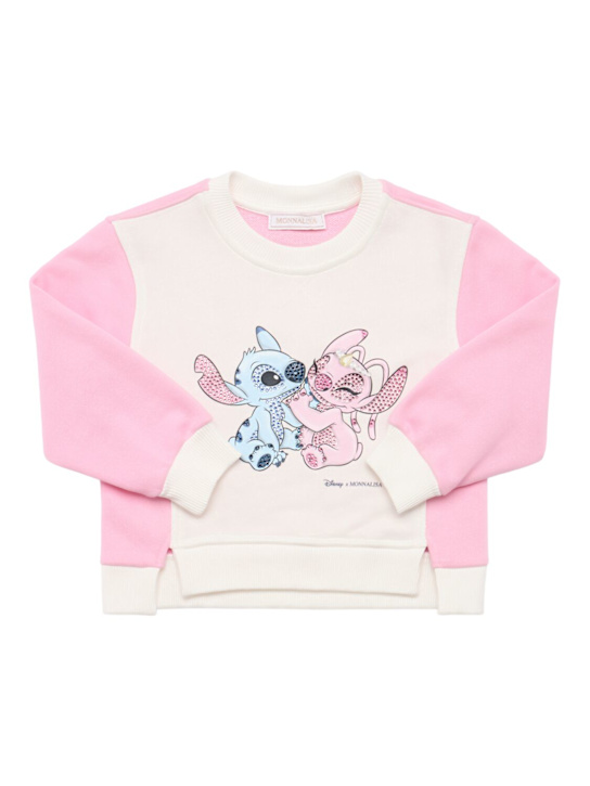 Monnalisa: Felpa in misto cotone con stampa Stitch