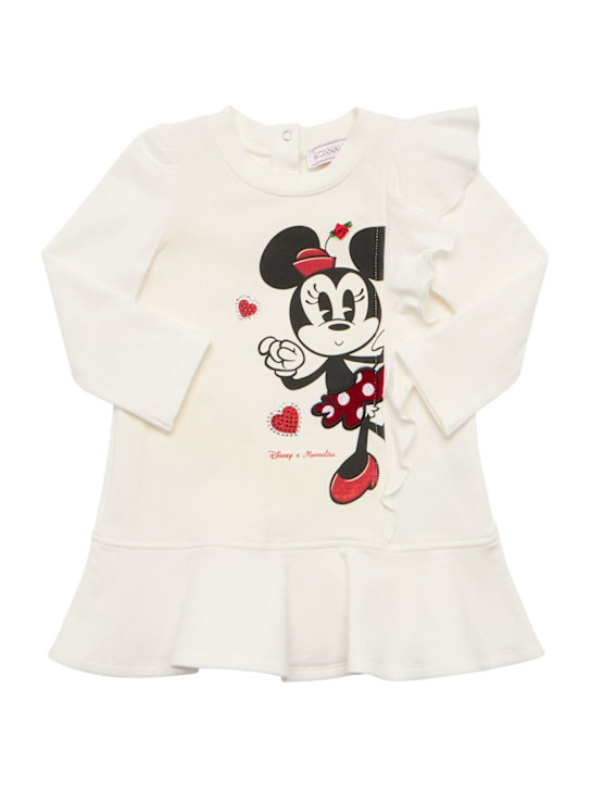 Monnalisa - Vestito in felpa di misto cotone con stampa Minnie