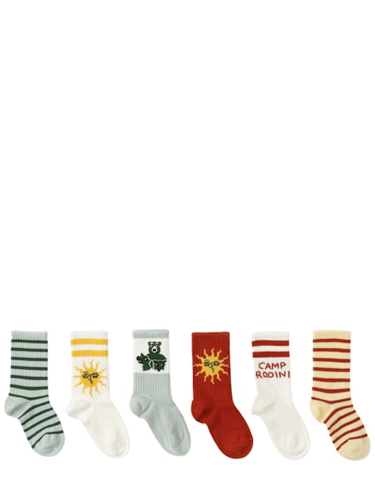 Mini Rodini: Set di 6 paia di calzini in misto cotone jacquard
