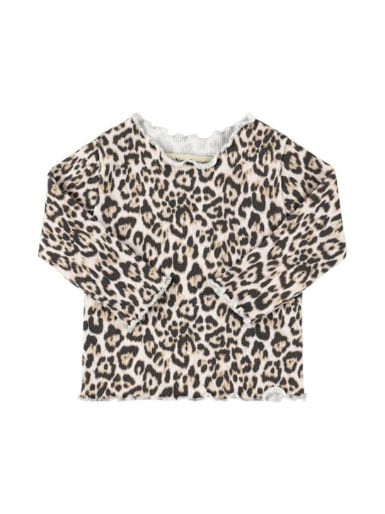 The New Society: T-shirt in cotton blend with leopard print