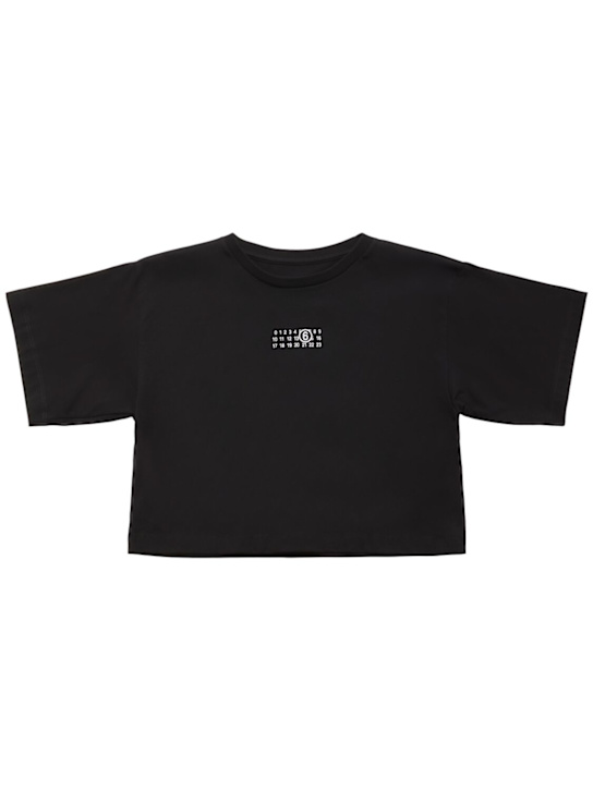 MM6 Maison Margiela - T-shirt cropped in jersey di cotone