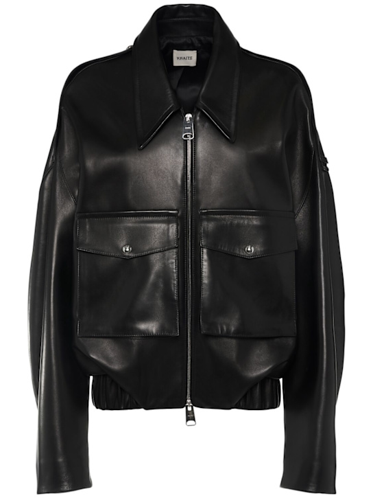 Khaite: Giacca Owey in pelle con zip
