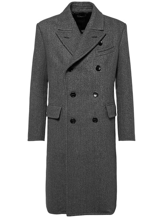 Tom Ford: Cappotto doppiopetto in lana spigata