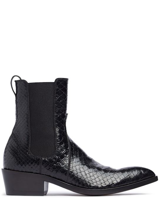 Tom Ford: 40mm hohe Chelseastiefel mit Pythonprägung