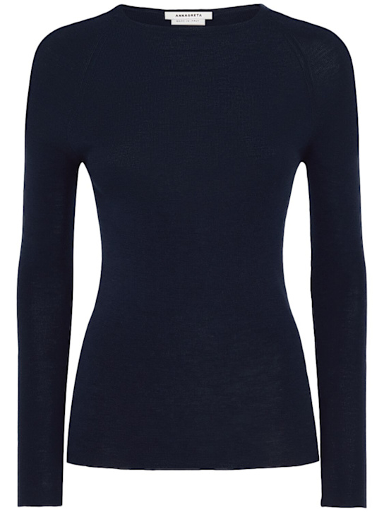 Annagreta: Pull-over col rond en laine vierge Ada