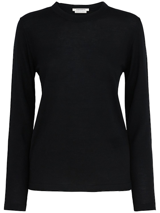 Annagreta: Pull-over à col rond en maille de laine Anna