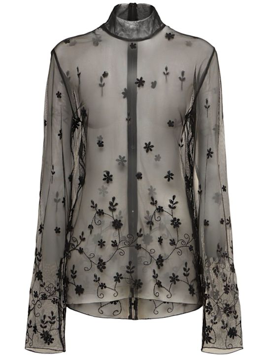 Toteme - Chemise en tulle à fleurs brodées