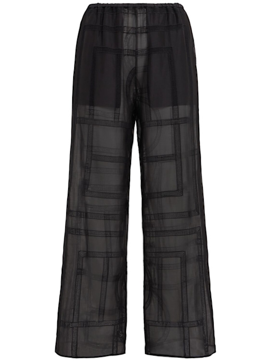 Toteme - Pantalon de pyjama en coton et soie à monogramme