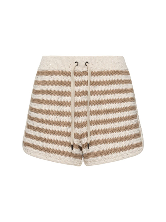 Brunello Cucinelli - Striped cotton blend shorts