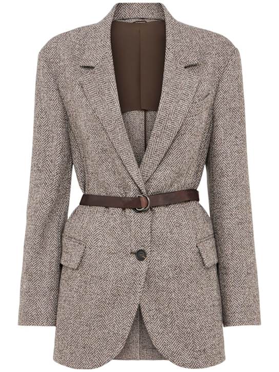 Brunello Cucinelli: Blazer in misto lana con cintura