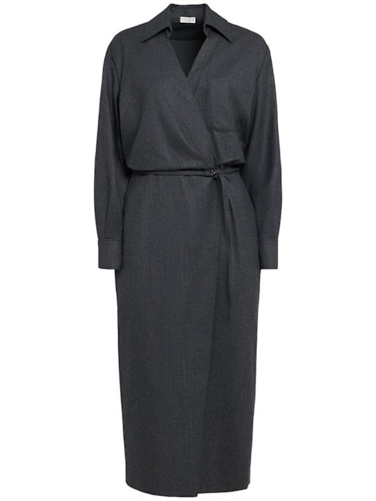 Brunello Cucinelli - Robe midi en maille avec ceinture