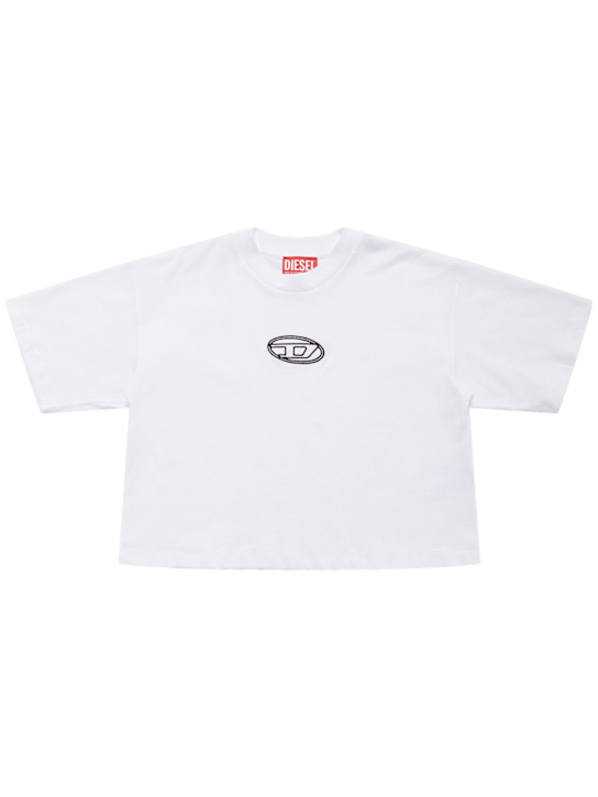 Diesel Kids: Bauchfreies T-Shirt aus Baumwolljersey