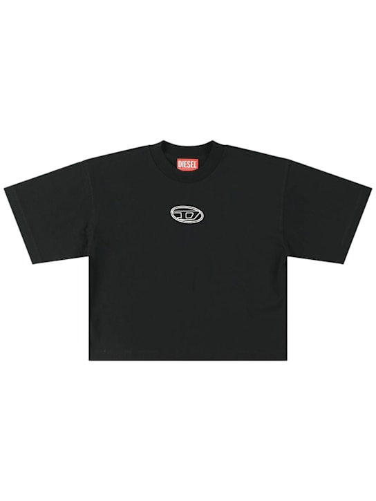 Diesel Kids - T-shirt cropped in jersey di cotone