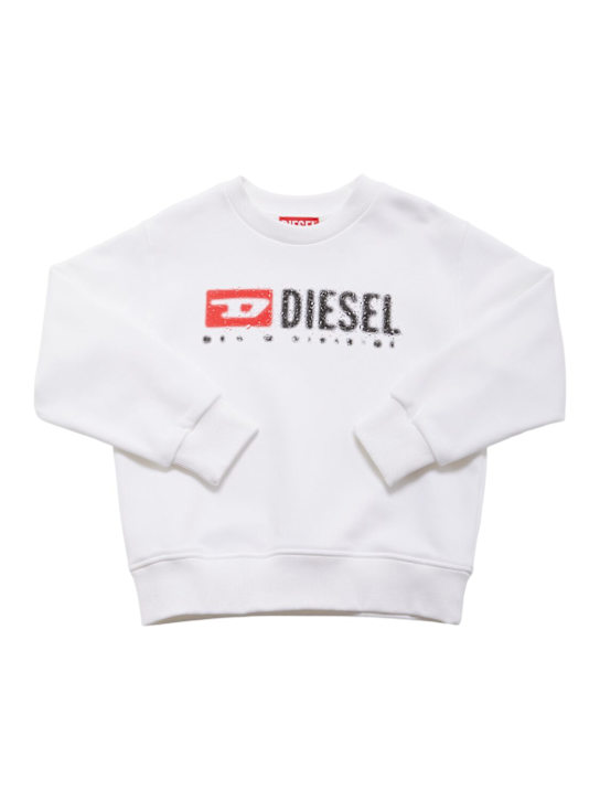 Diesel Kids - Sweat-shirt col rond en mélange de coton avec logo