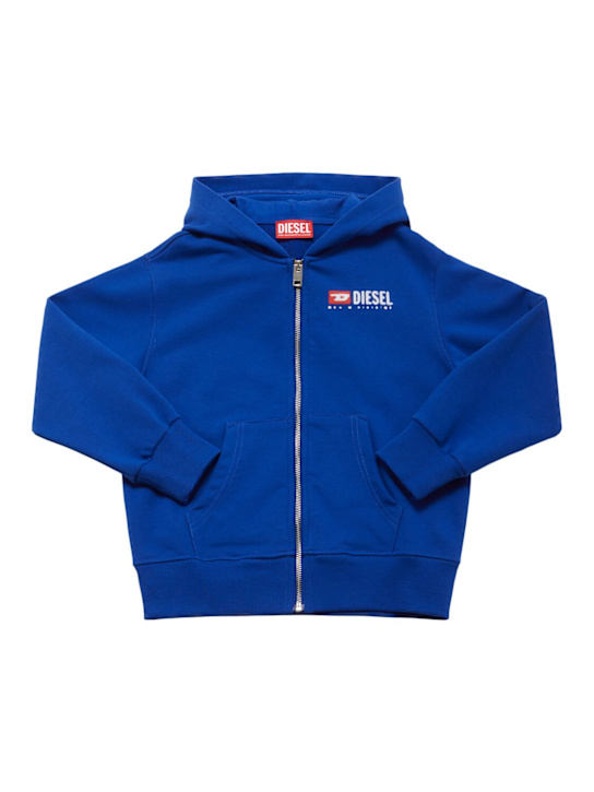 Diesel Kids - Sweat-shirt zippé à capuche en mélange de coton