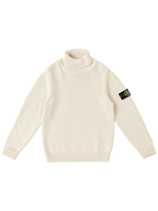 Stone Island Junior - Pull-over en maille de coton mélangé à col roulé