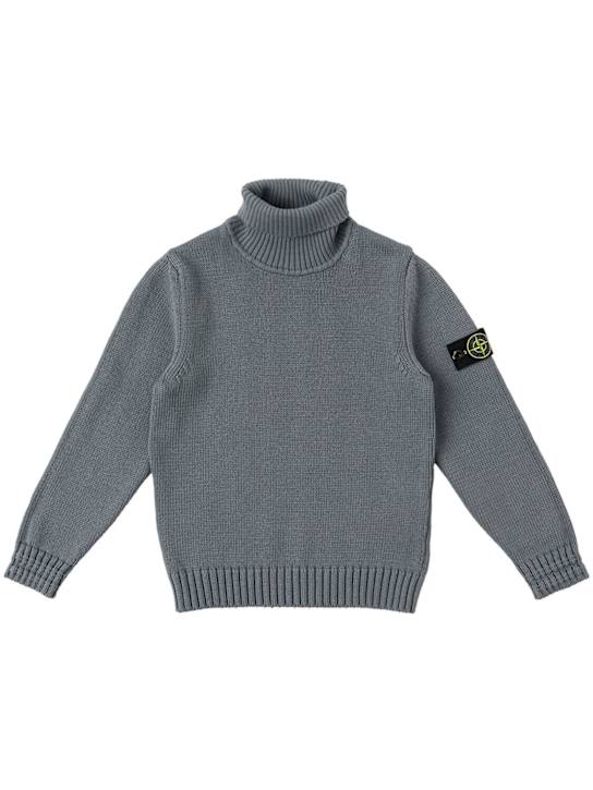 Stone Island Junior - Pull-over en maille de coton mélangé à col roulé