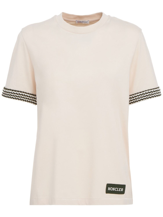 Moncler - Crochet-Trimmed cotton logo t-shirt