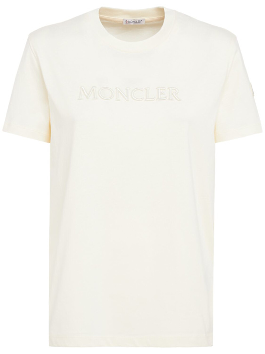Moncler: Embroidered tonal logo cotton t-shirt
