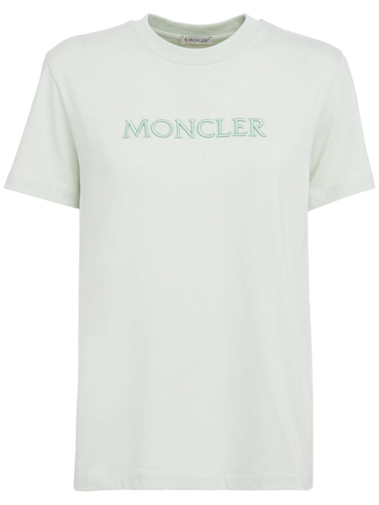 Moncler - Embroidered tonal logo cotton t-shirt