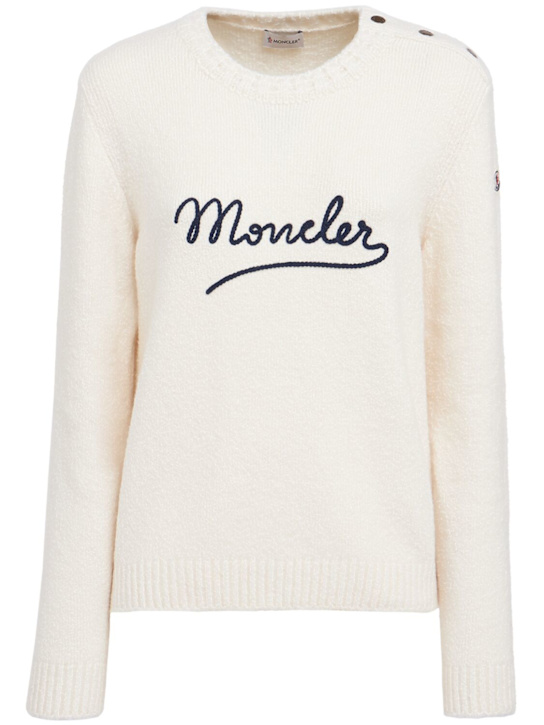 Moncler - Embroidered logo cotton blend sweater