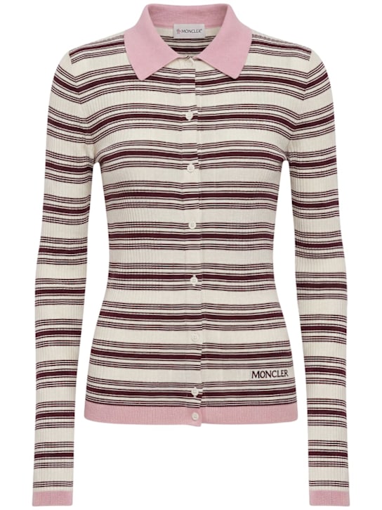 Moncler - Striped cotton long sleeve polo shirt