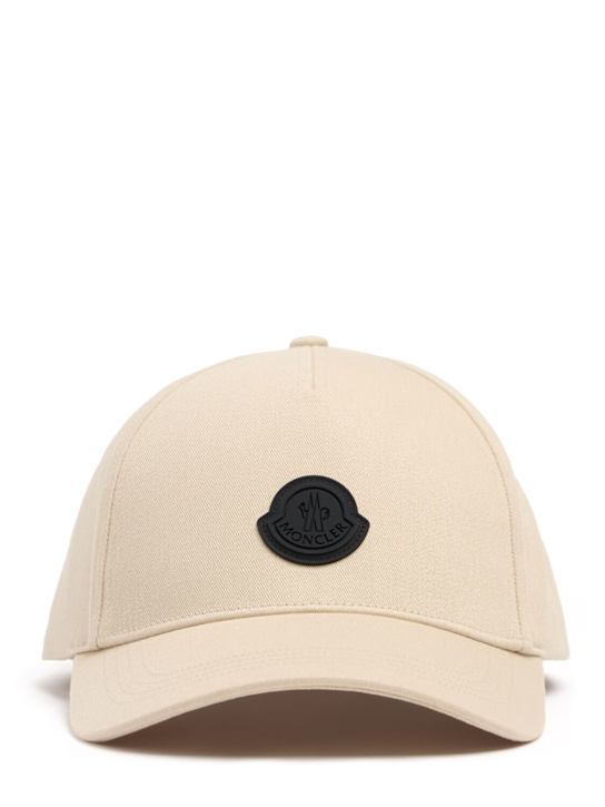 Moncler: Logo cotton gabardine baseball cap