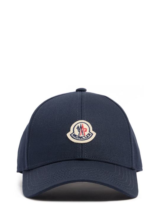 Moncler: Logo cotton gabardine baseball cap