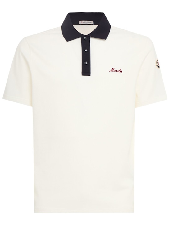 Moncler: Embroidered logo cotton polo shirt