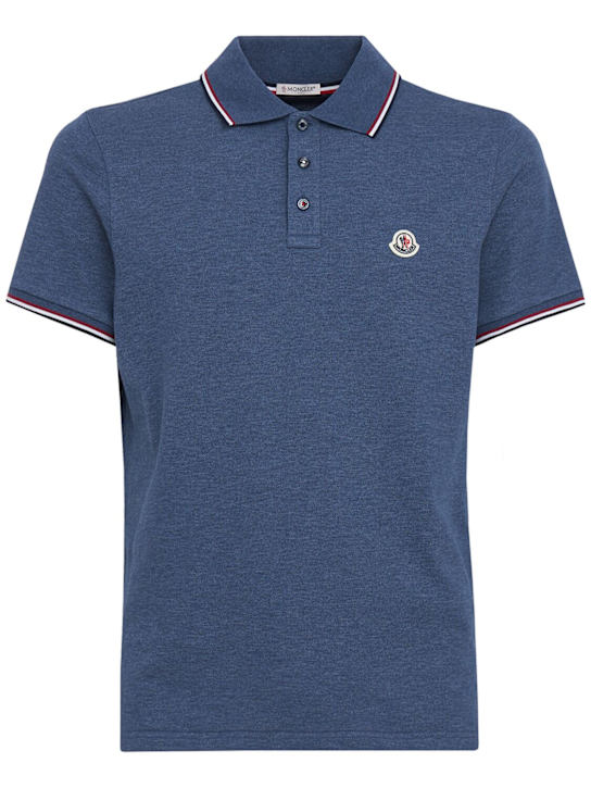 Moncler: Tricolour-Trimmed cotton polo shirt