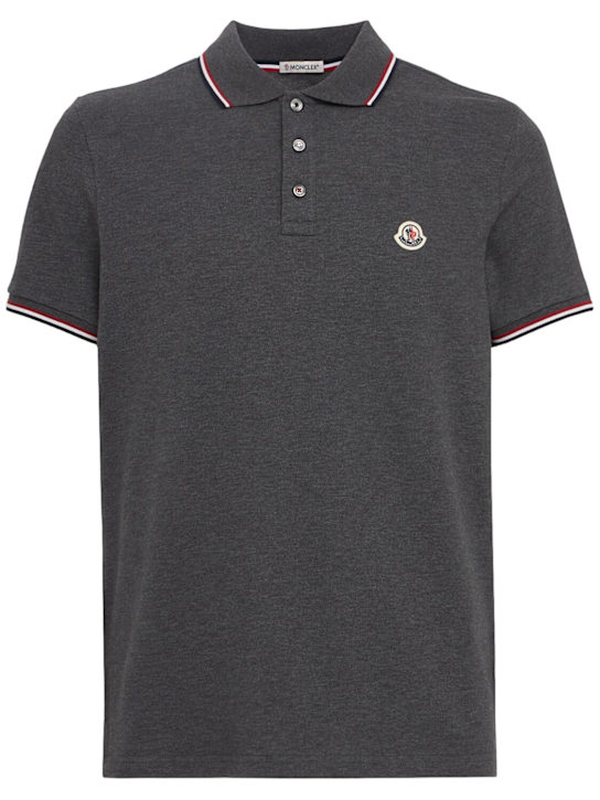 Moncler - Tricolour-Trimmed cotton polo shirt
