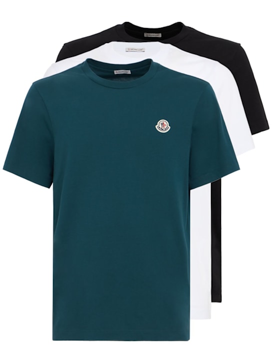 Moncler: 3 pack logo patch cotton t-shirt