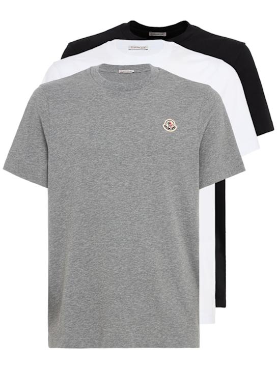 Moncler: 3 pack logo patch cotton t-shirt