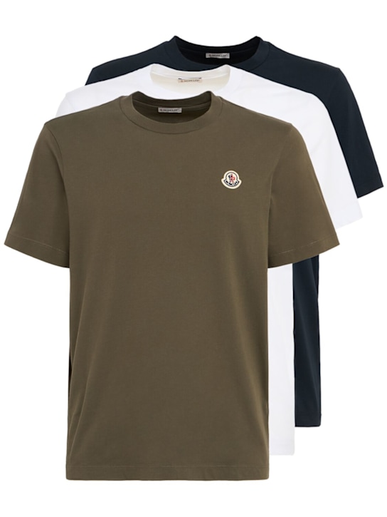 Moncler - 3 pack logo patch cotton t-shirt