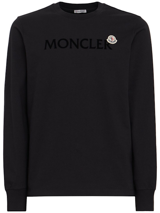 Moncler: Logo cotton l/s t-shirt