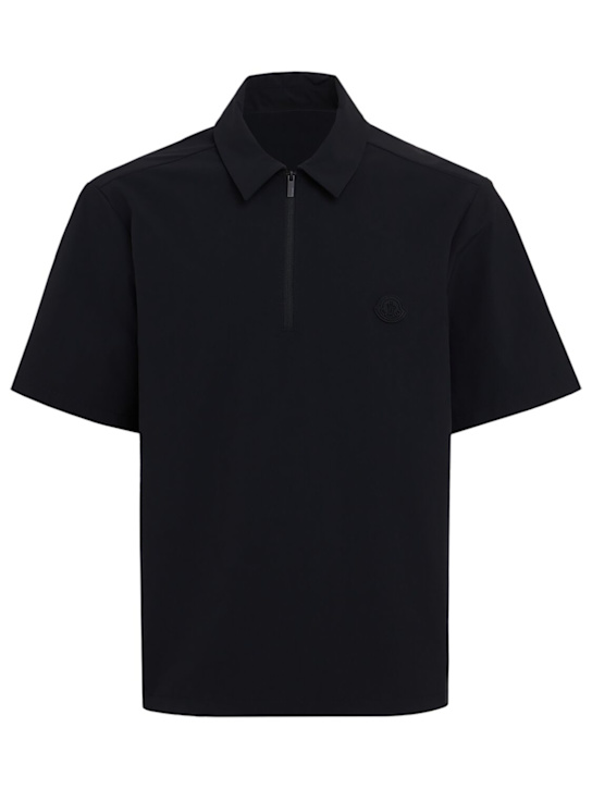 Moncler: Logo nylon s/s half-zip shirt