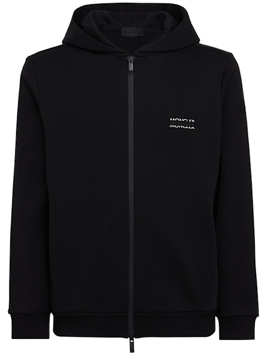 Moncler - Logo cotton fleece zip-up hoodie